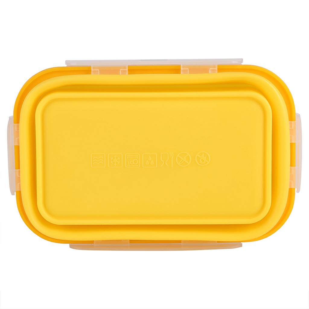 500ml Silicone Collapsible Portable Lunchbox Bowl Folding Food Storage Container Yellow