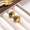 Elegant Leopard Print Ear Cuff and Round Stud Earrings - Stylish, Versatile, High-End Accessories for Women