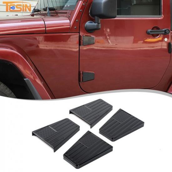 Exterior Door Hinge Decor Cover Trim for Jeep Wrangler JK 07-17 2-Door US Flag