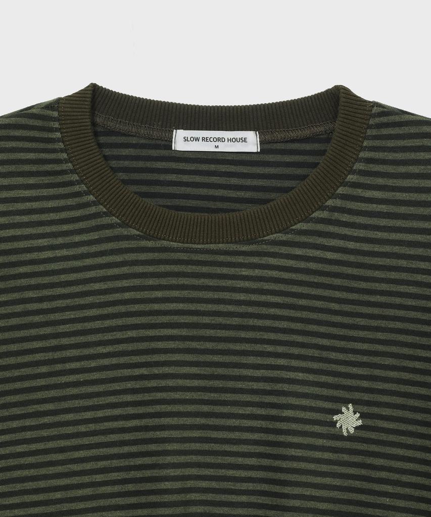 SLOW RECORD HOUSE Striped Long Sleeve_Khaki