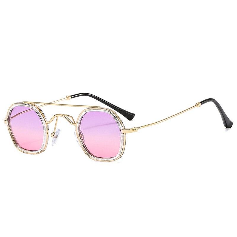 SHAUNA Retro Double Bridges Polygon Square Sunglasses Women Fashion Clear Ocean Gradient Lens Shades UV400 Men Punk Sun Glasses