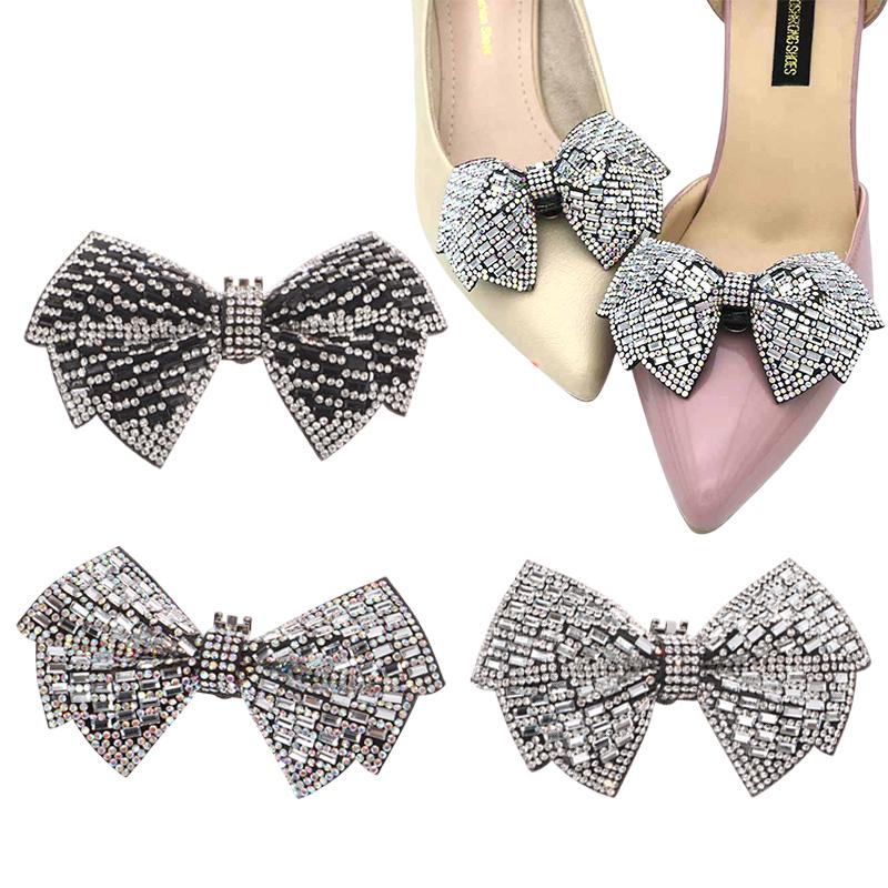 1Pc Luxury  Bow Shoe Buckle Shiny Bowknot Shoes Clip Wedding Bride Shoes Decoration High Heel Charms Jewelry
