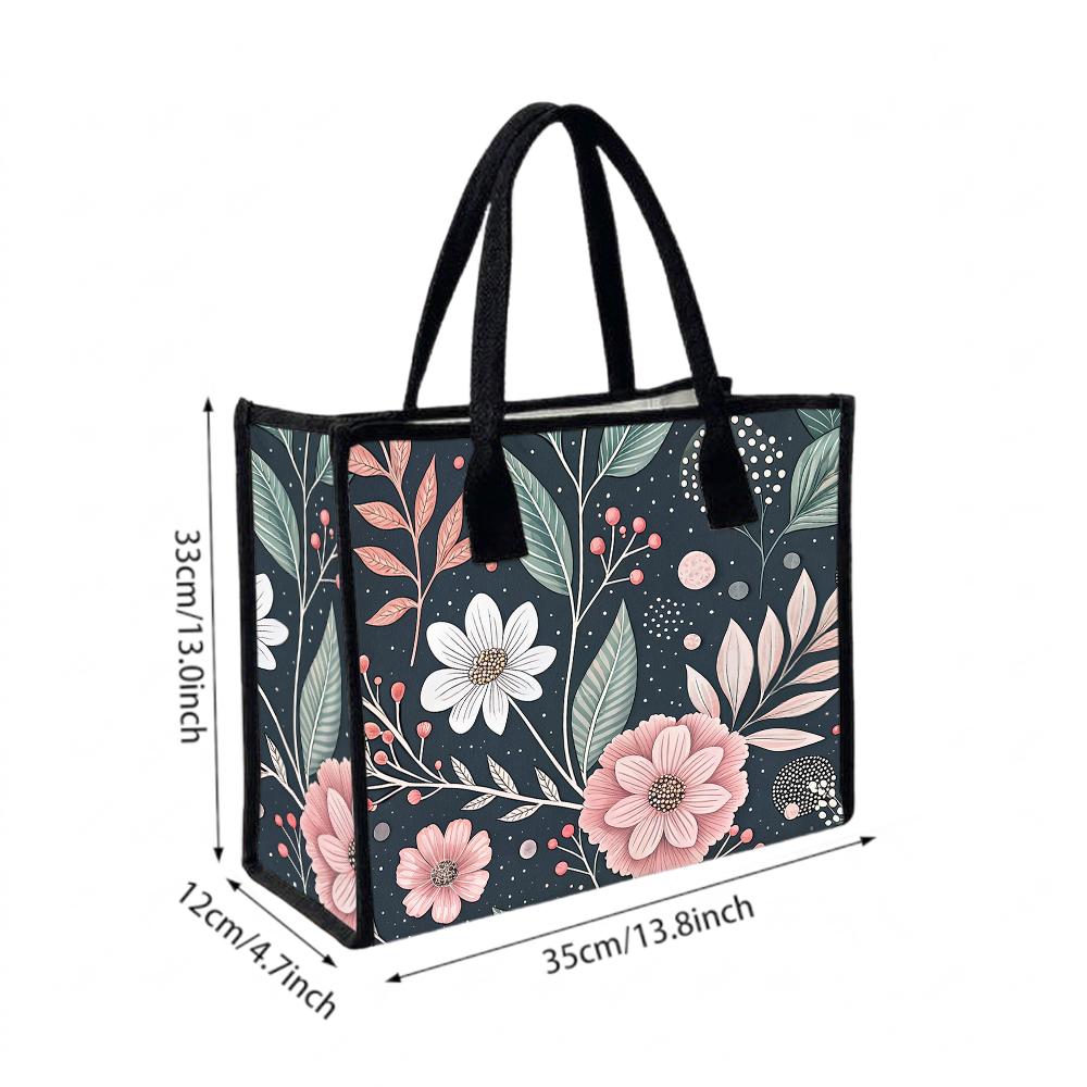 Elegant Floral Printed Casual Shoulder Tote Bag For Daily Shopping And Outdoor Commute Use