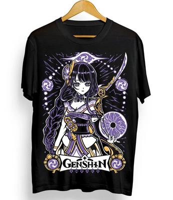 Anime Genshin Impact Raiden Shogun Black T Shirt Size S - 5XL Unisex T-Shirt