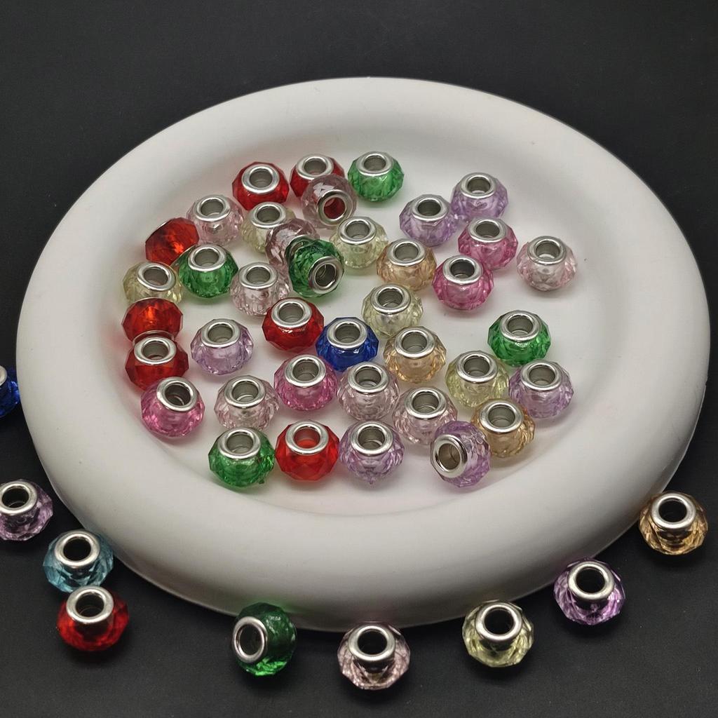 Colorful Acrylic Faceted Crystal Large Hole Beads for DIY Bracelets and Jewelry Accessories