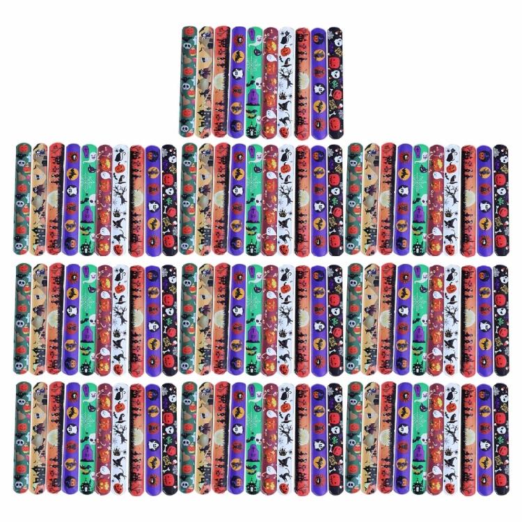 100Pcs Unique Halloween Themed Slap Bracelets Halloween Slap Bracelets for Themed Gatherings and Celebration 1
