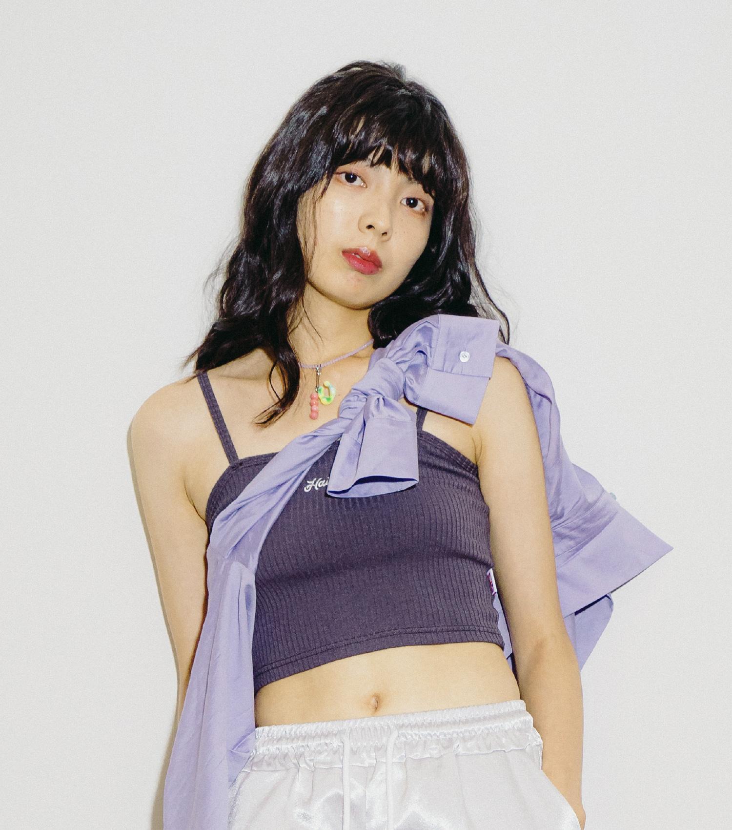 Hiya Logo Embroidered Crop Sleeveless Top Gray
