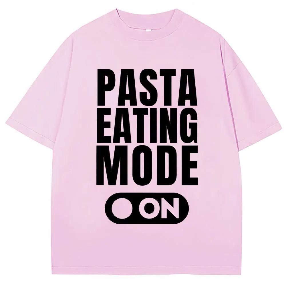 Funny Pasta Eating Mode on Graphic T Shirt Spaghetti Food Lovere T Shirts Men Women Fashion Oversized Cotton Tshirt Streetwear