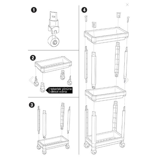 3 Tiers Organizer Shelf with Wheels Gray, Bathroom Cabinet, Kitchen Shelf, Organizer, Organizer Shelf