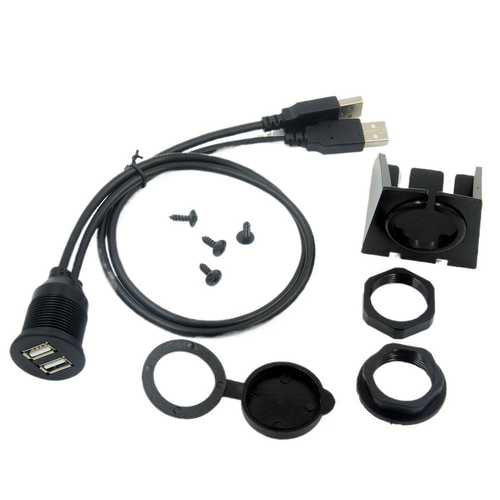 

Двойной USB-разъем для установки, адаптер для подключения кабеля 1M 2M, удлинитель для автомобиля 100cm чёрный