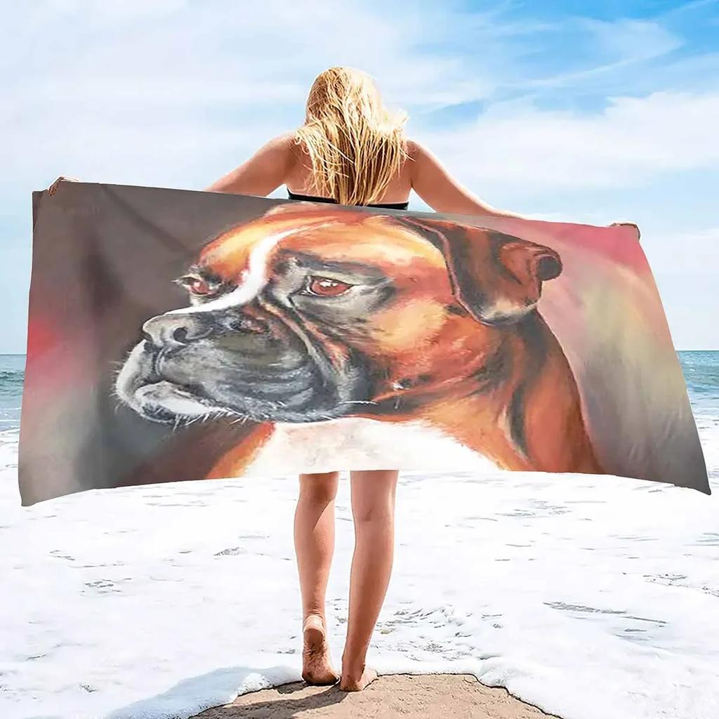 Microfiber Dog Print Beach Towel Blanket,Super Soft Plush Sand Proof Swimming Bath Pool Towel for Travel Camping Yoga Sport