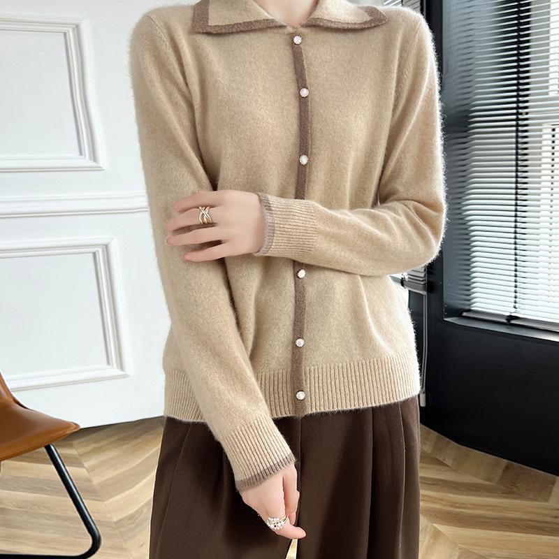 Women's Cashmere Cardigan Qinghe Cashmere 30% Cashmere 70% Wool Autumn and Winter Cashmere Cardigan Soft and Warm