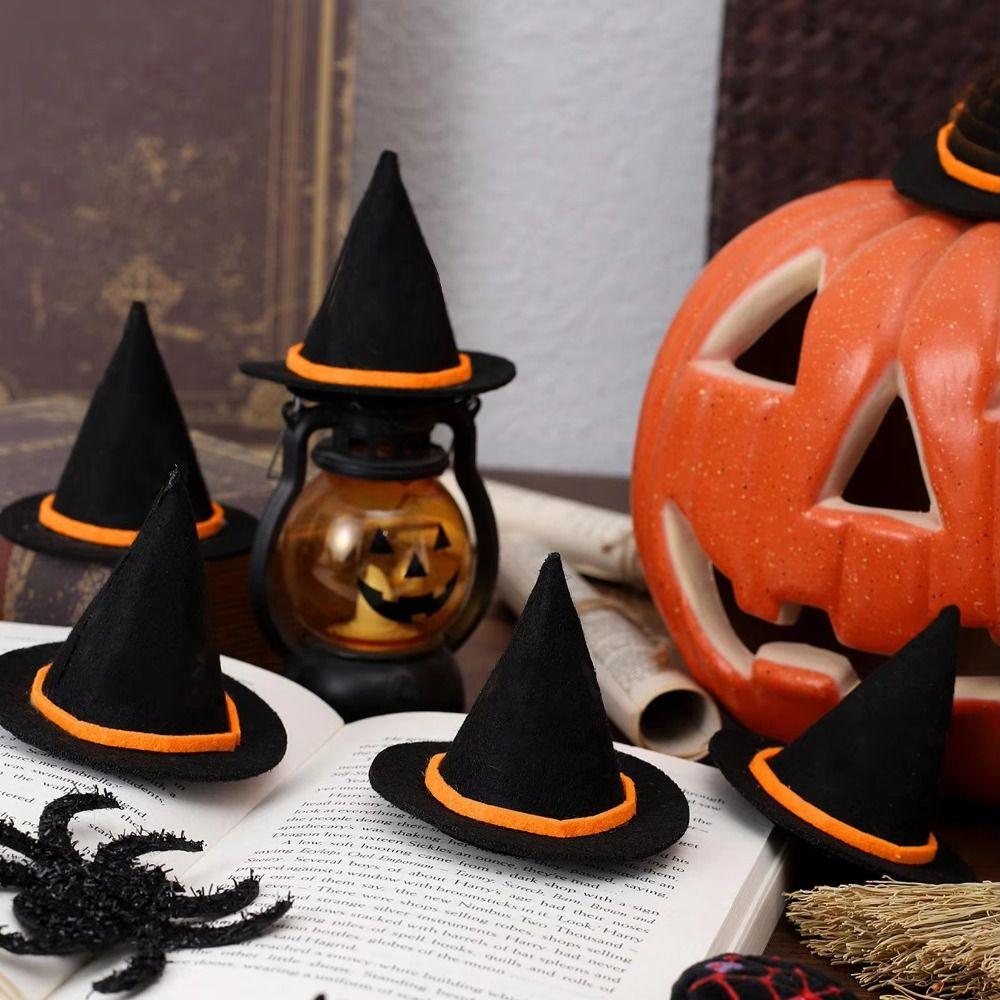 6 PCS New Non-woven Halloween Witch Hat Small Craft DIY Decorations Halloween Party Hats Hat Pumpkin