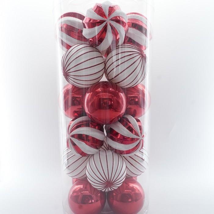 Christmas Decoration 8cm Plastic Balls Party Hanging Ornaments Classic Bucket Set Electroplated Spheres Holiday Decor