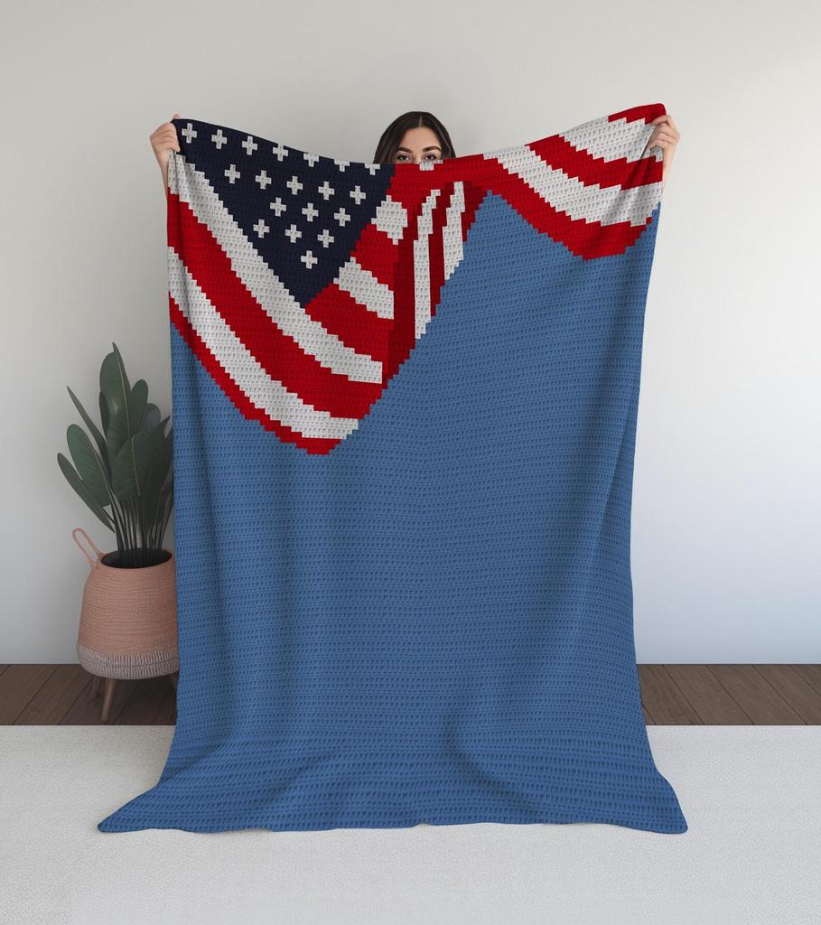 American Flag Tapestry Crochet Blanket Pattern: USA Patriotic Decor (Digital Pattern)
