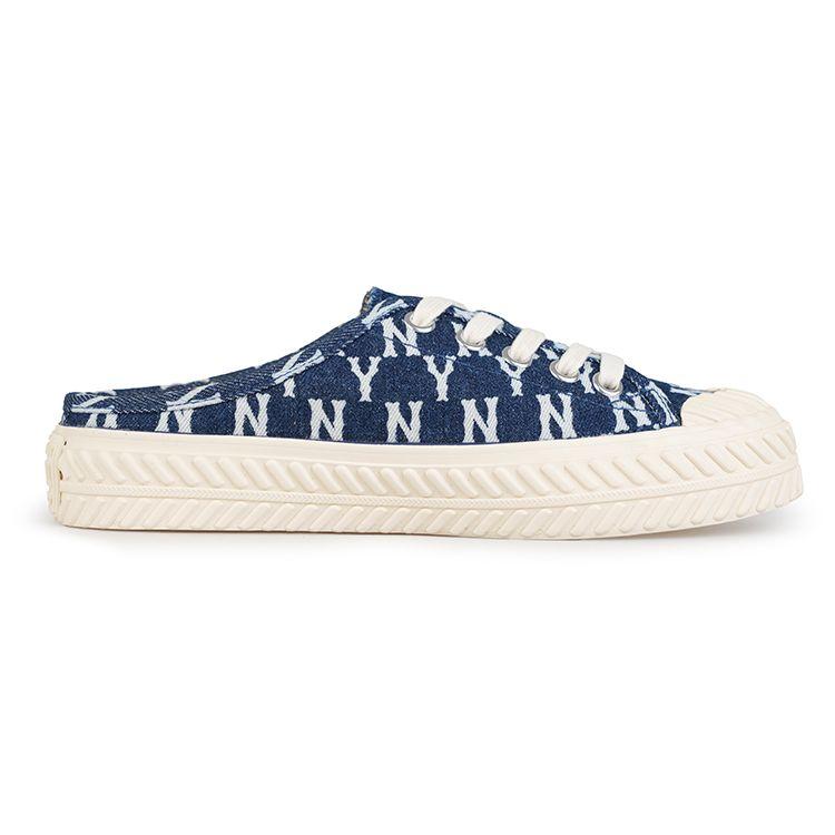 MLB Playball Mule Mono Denim Slip-On Neklouzavé Odolné Nízké Plátěné Boty Unisex Tenisky Tmavě Modré 32SHSD111-50N
