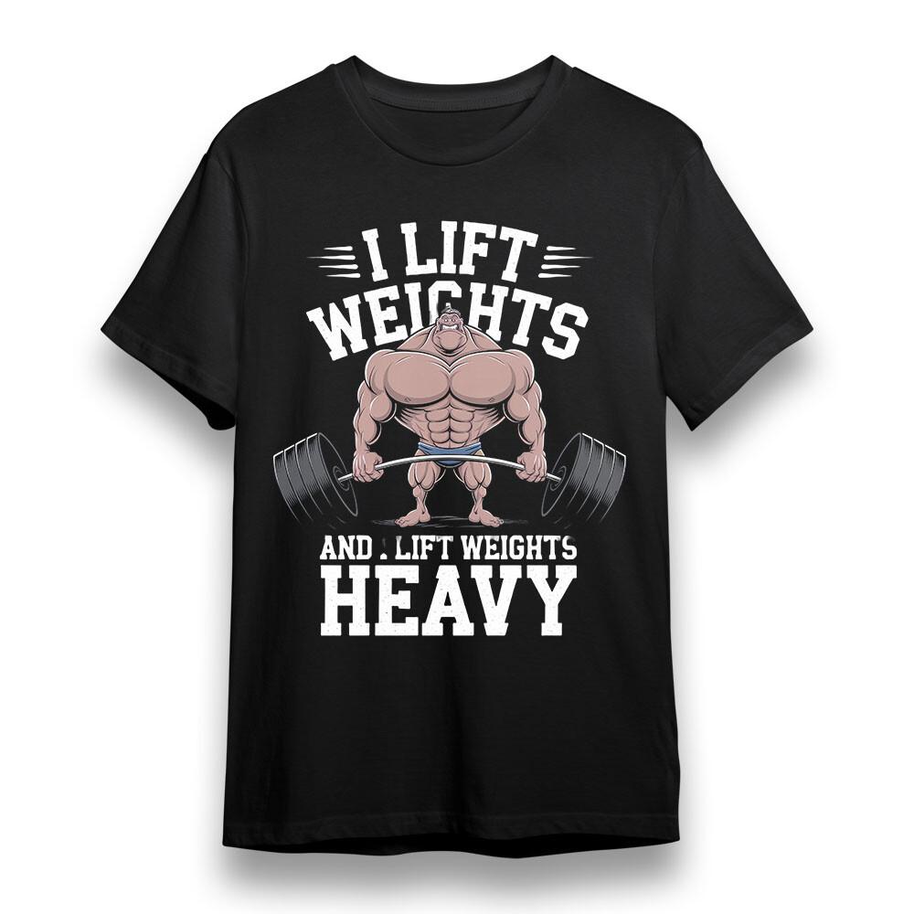 

Men s T-shirt With Lift Weights Heavy Graphic Unisex 100% Cotton Plus Size Tee 4XL