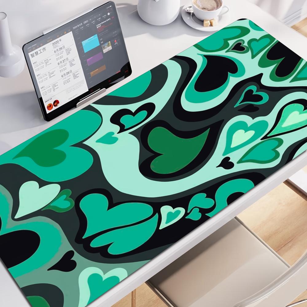 HD Print Large Gaming Mouse Pad XXL Gamer Keyboard Mat Rubber Coffee Love Mousepad Blue NonSlip Desk Mat Cute Girls Carpets