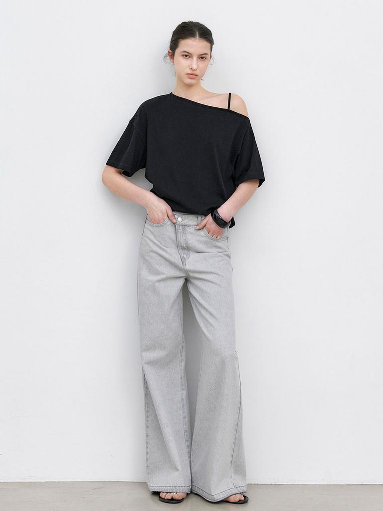 ATELIER NAIN Two Button Summer Unbal Denim Pants (Pt-5768)