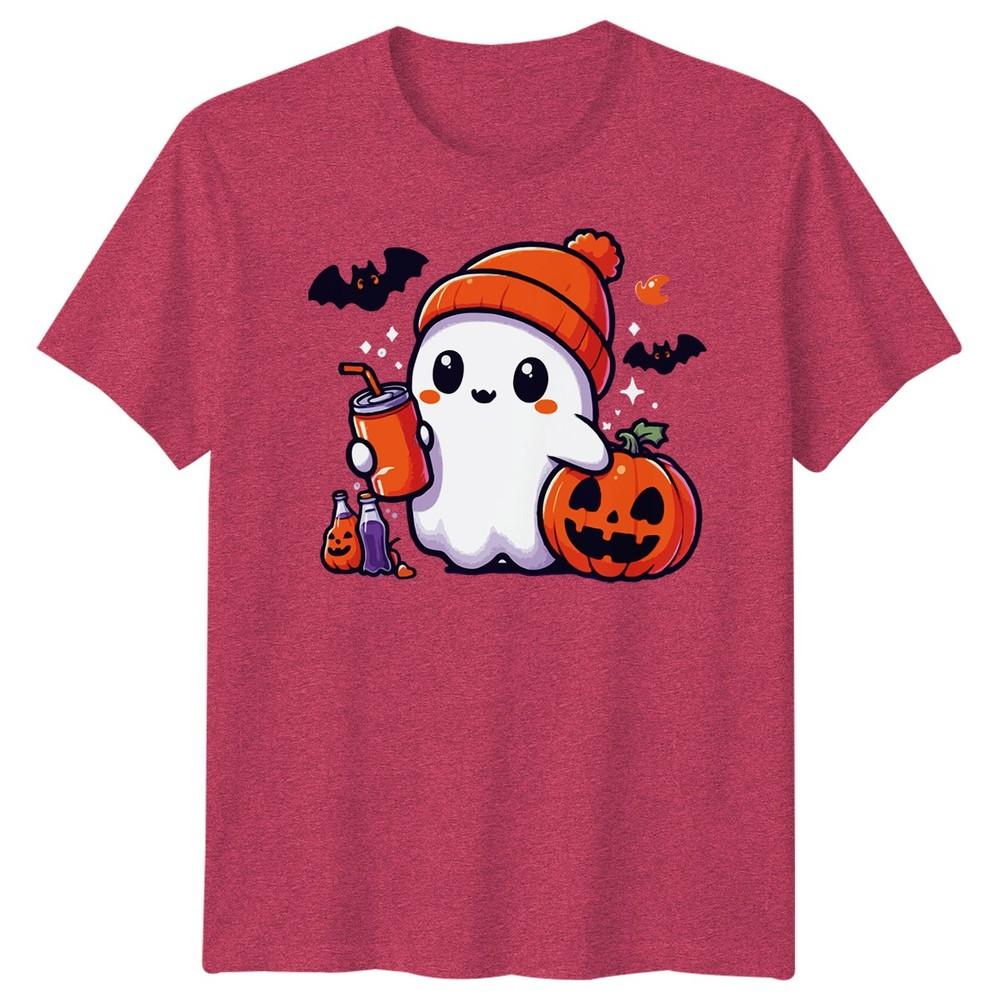 Halloween TShirt Ghost Pumpkin Iced Coffee Spooky Graphic Adults Kids Tee