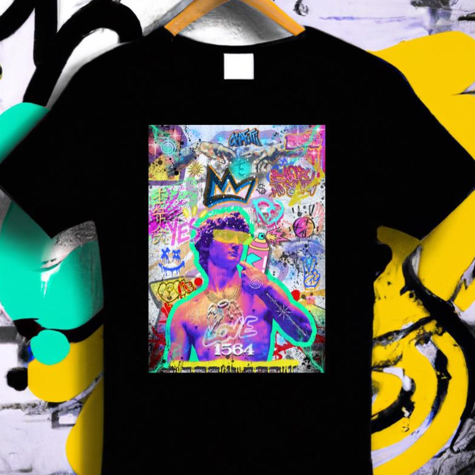 David Michelangelo T-Shirt, Michelangelo Graffiti Shirt, Street ArT-Shirt, Urban Art Tee, Pop ArT-Shirt, Renaissance Art Gift, Edgy Art Tee M