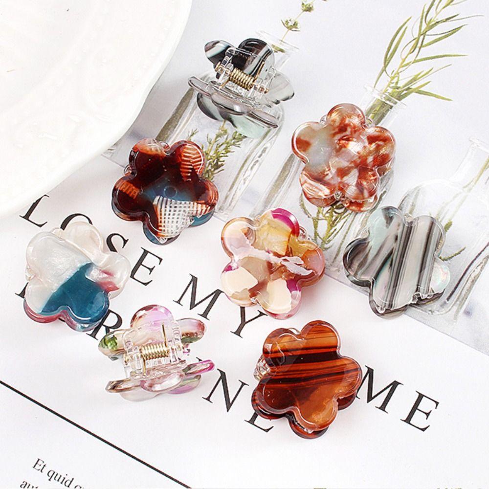 4 Pcs Flower Shape Geometric Hair Claw PVC Crab Claw Clips Fashion Kids Barrettes Daily Wear