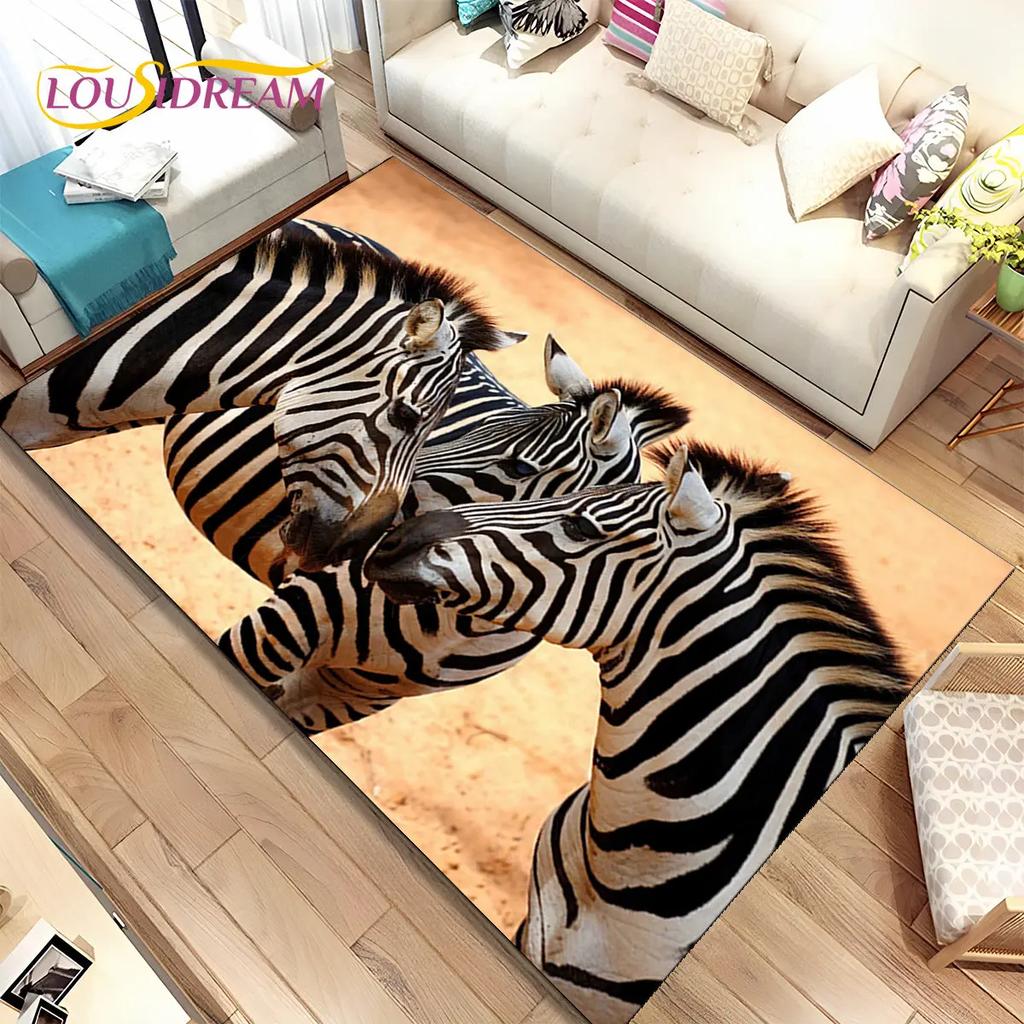 Zebra Wild Animal  Area Rug Large,Carpet Rug for Living Room Bedroom Kitchen Doormat Decoration,Children Play Non-slip Floor Mat