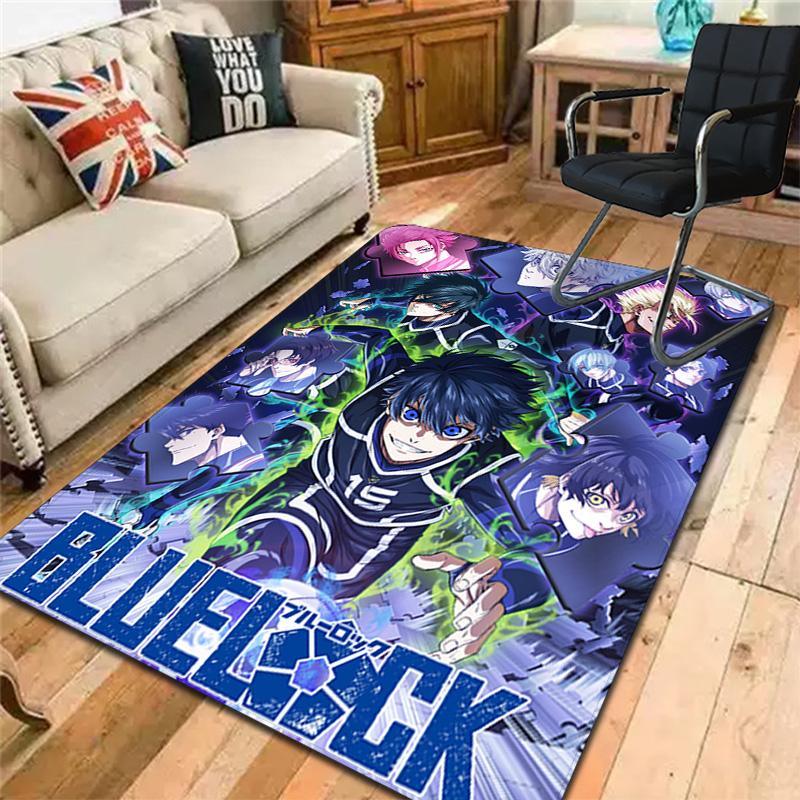 Blue Lock anime print Rug Floor Mat for Living Room or Bedroom Soft and Comfortable Carpet a Gift for Birthday and Holiday.