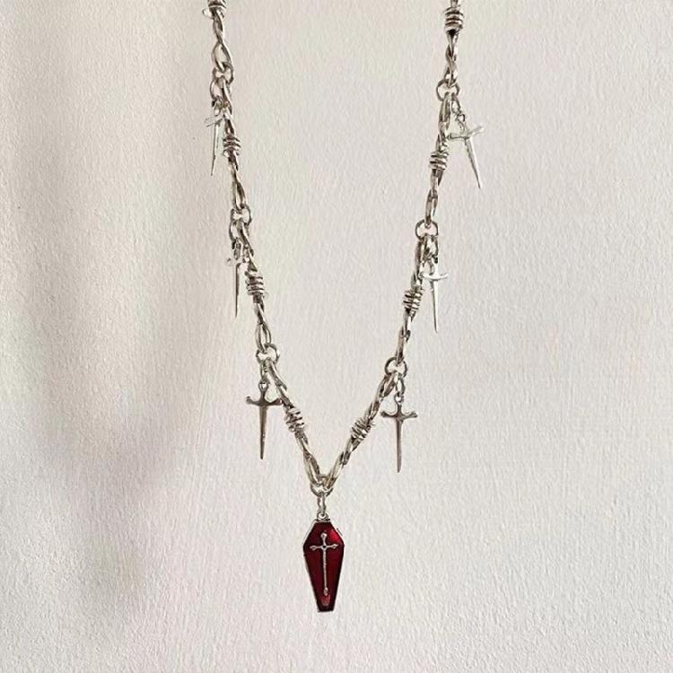 Fashionable Gothic Inspired Crucifix Pendant Necklace with Alloy Chain Vintage Jewelry Accessory Unisex Accessories