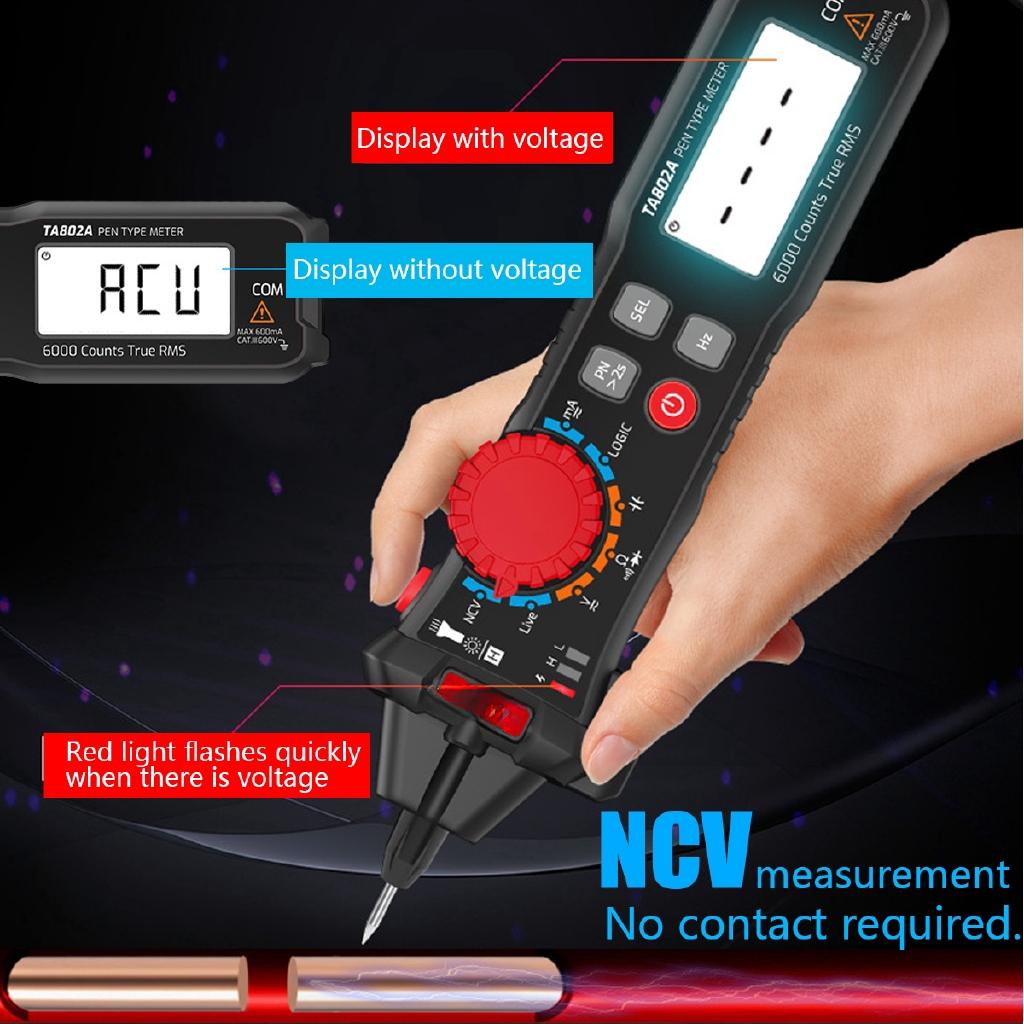 Digital multimeter True RMS 6000 Counts Digital Display Pocket Pen Multimeter High Precision Smart Multimeter Automatic Range 198 * 51 * 32mm