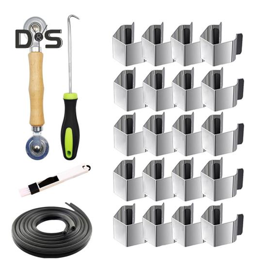 Kit de Unelte pentru Ușă Plasă Ușor de Utilizat Portabil Instalator de Plasă Cleme cu Șină pentru Plasă Unealtă de Rulat Plasa Set de Cârlige pentru Ușă de Îndepărtare