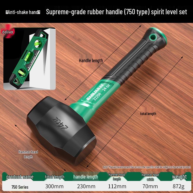 Baolian Shockproof Rubber Hammer - Anti-bend, Industrial Grade, Solid, Multifunctional Installation Tool for Flooring and Tiles.