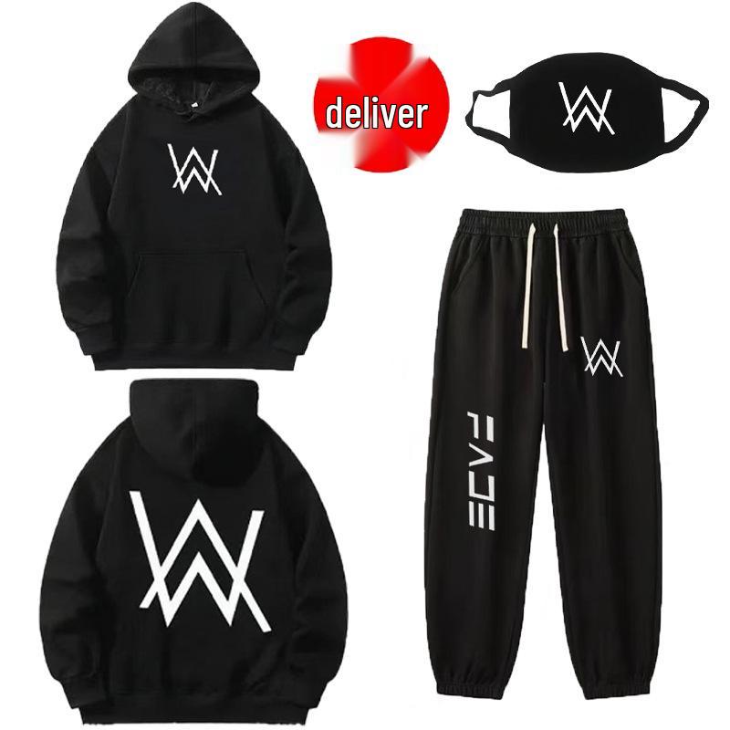 Alan Walker Stil Herren DJ Hoodie Set mit Maske - Trendiges Dreiteiliges Frühjahrs-/Herbst-Set