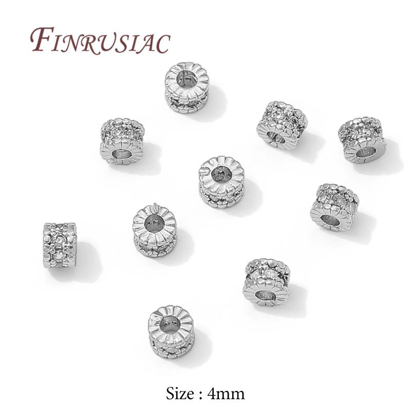 4mm 6mm 8mm 18K Gold Plated Brass with Zircon Round Spacer Beads For Beading,Metal Separator Beads,DIY Jewelry Making Supplies