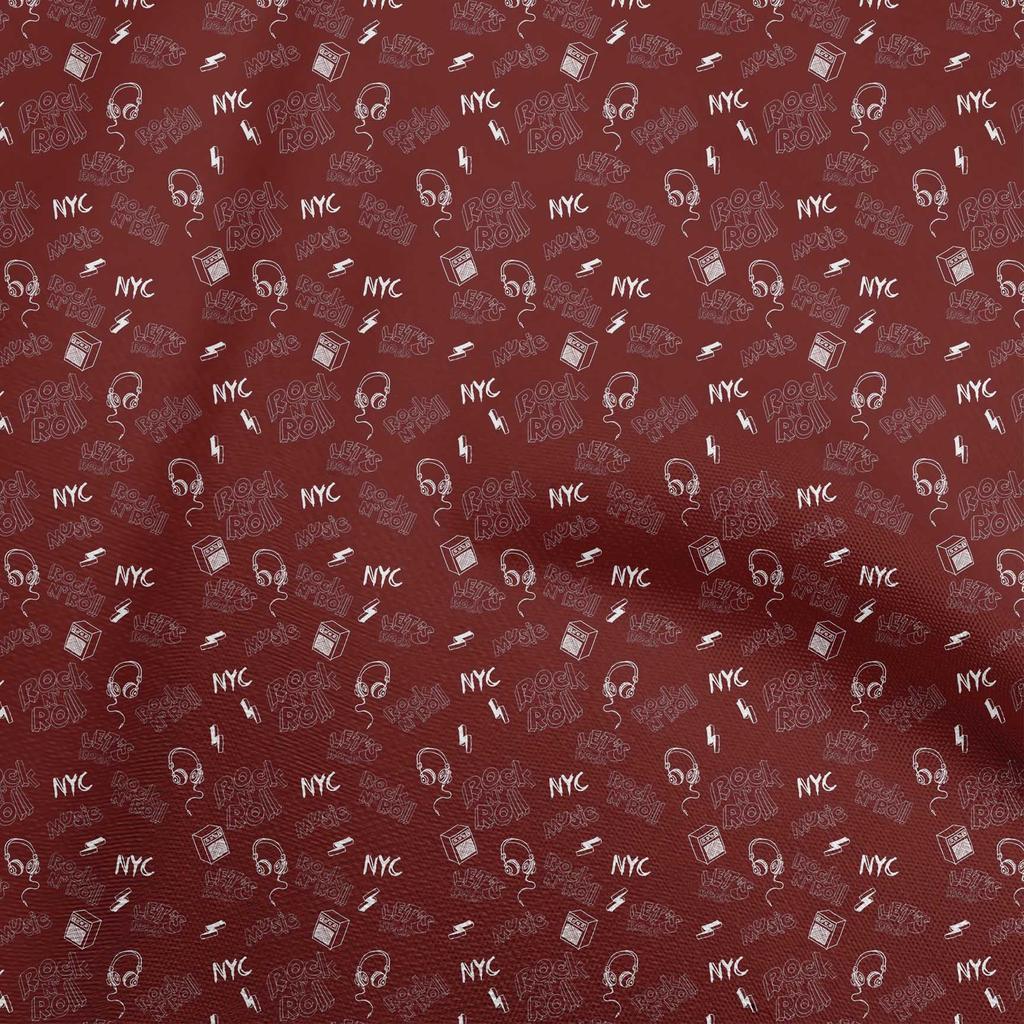 oneOone Cotton Flex Blue Fabric Rock Music Quilting Supplies Print Sewing Fabric By The Yard 40 Inch