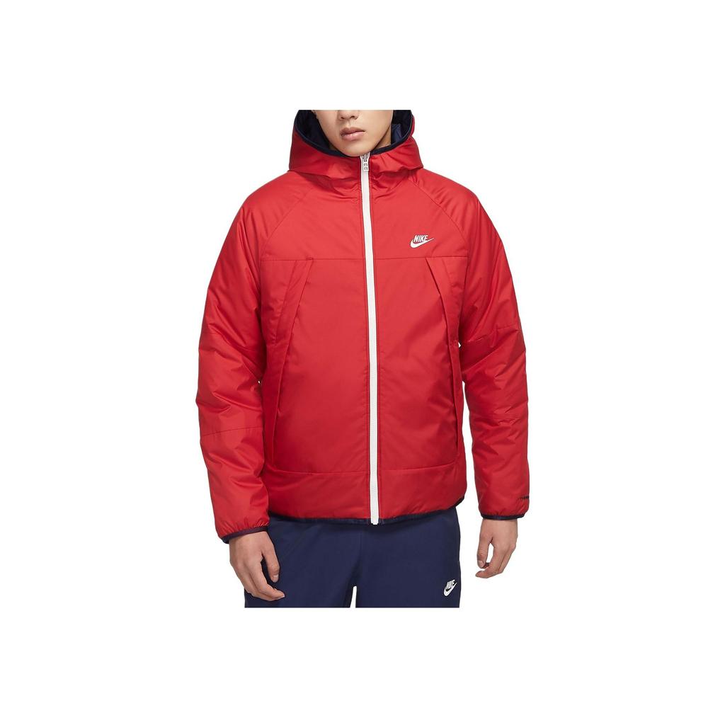 Nike Therma-Fit Legacy Waterproof Reversible Warm Hooded Cotton Jacket Men Outerwear Red Blue DH2784-687