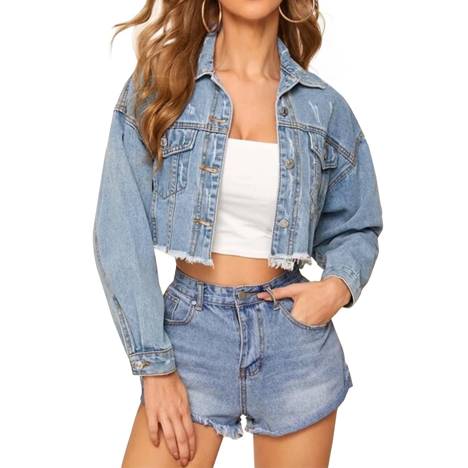 

Women s Fashion Spring Short Denim Jacket - European and American Style Large