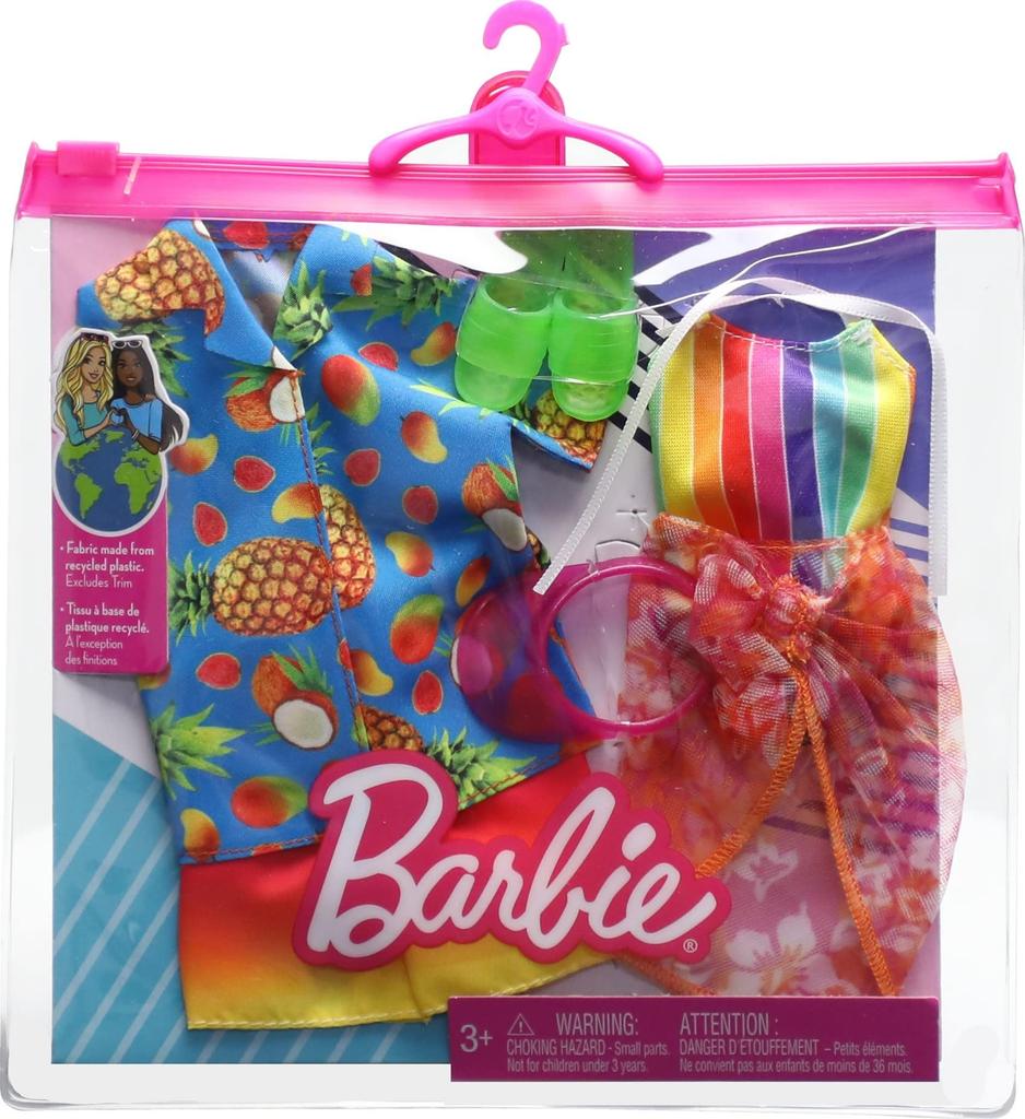 Barbie Ken Fashion Accessory Set (BeachSwimsuit Set) [Dress & Accessories Set for Dress-up Dolls] Aloha Shirt, Pareo, Swimsuit, Sun Visor, Beach