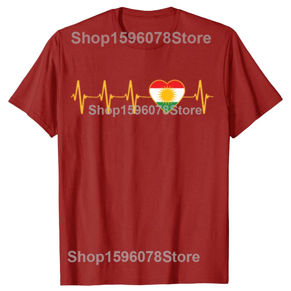 Funny Kurdistan Kurdish Heartbeat T Shirts Men Women Pure Cotton Funny Humor Streetwear Tee Shirt Short Sleeve Unisex Clothing