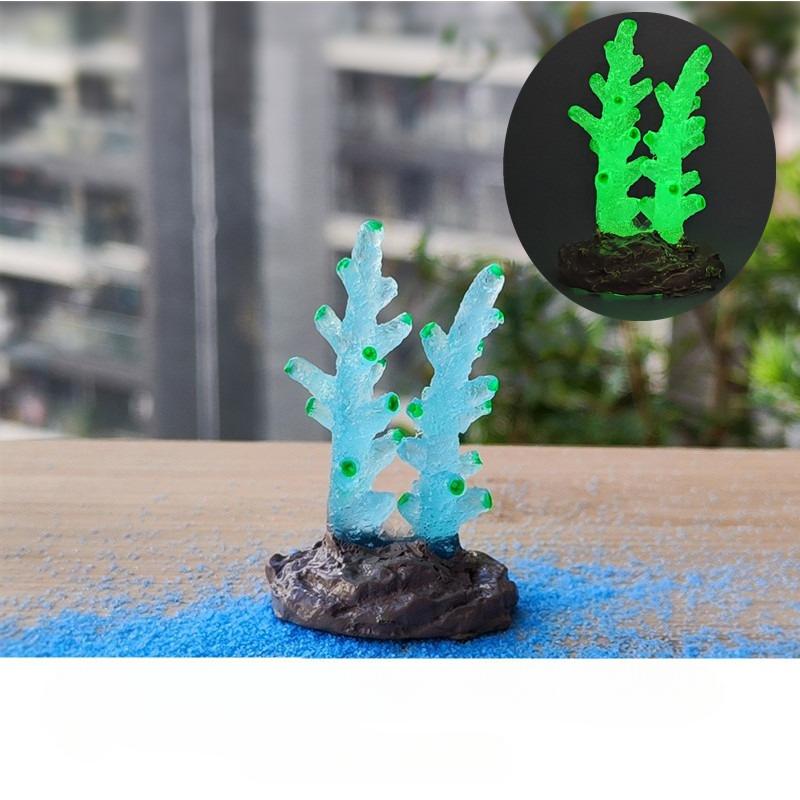 9 Stück/Set Harz Leuchtende Simulation Korallenmodell Aquarium Fischbecken Meeresleuchtendes Korallenriff Schmuck Wasserpflanzen Verzierung
