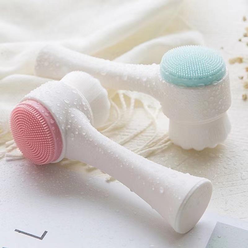 Double-Sided Silicone Face Wash Brush with Soft Bristles