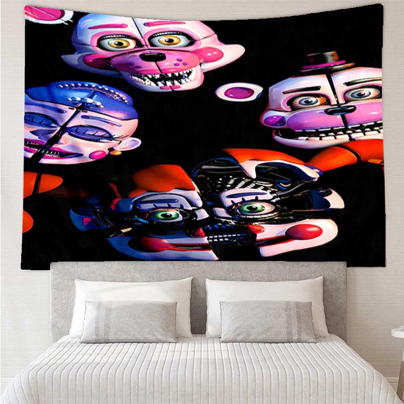 Five Nights At Freddy's2 Tapestry for Bedroom Aesthetic Classroom Tapestries Wall Hanging for Living Room Dorm Office,Ideal Creative Gift