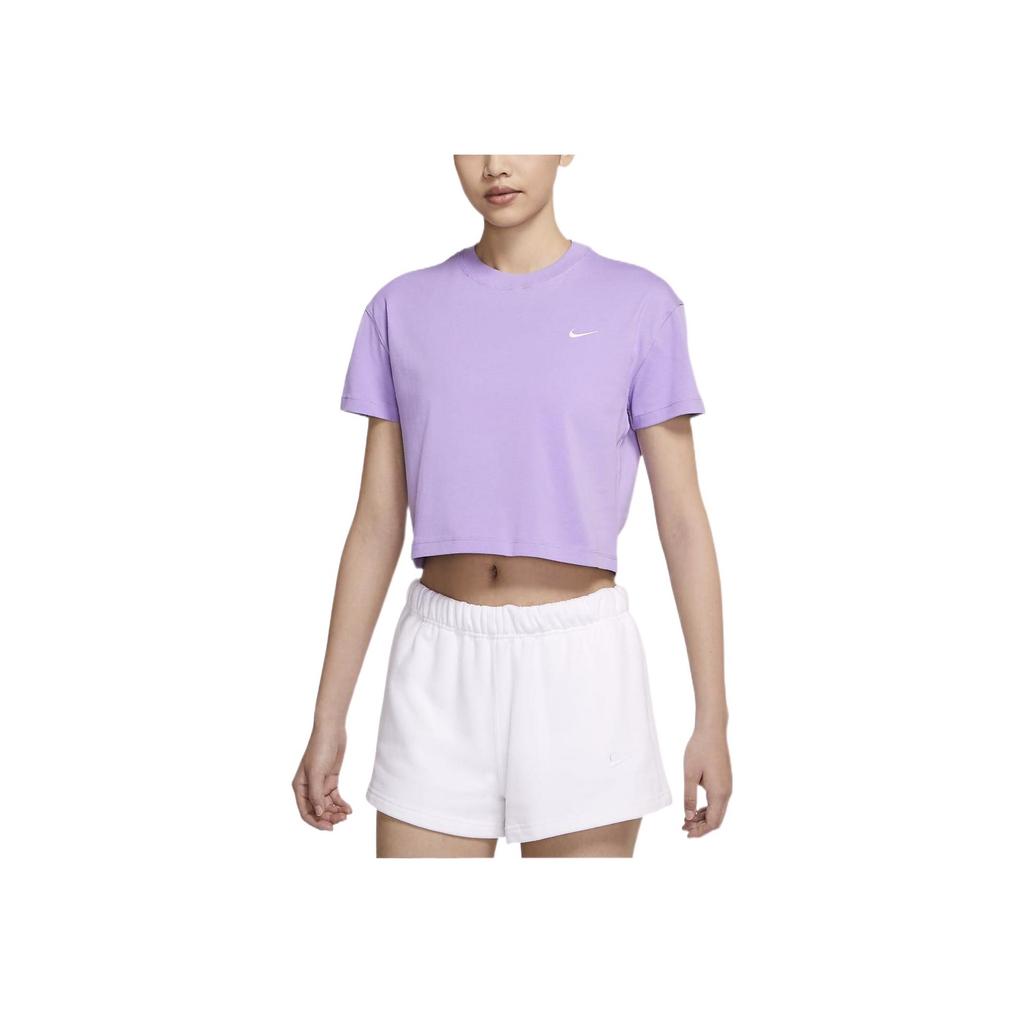 Nike Casual Solid Color Logo Short Sleeve Round Neck T-Shirt Women Tops Purple DA0324-563