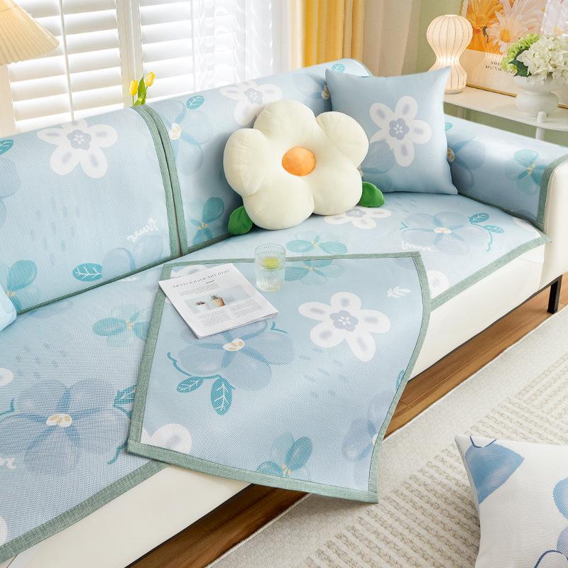 Cartoon Ice Rattan Sofa Cushion Cool Mat Cool Cushion Ice Silk Mat Washable Summer Sofa Cover Cover Cushion Cover Cloth Towel Mat