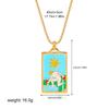 New Design Colorful Enamel Tarot Cards Pendant Necklaces  18K Gold Plated Sun Star Moon Box Chain Choker Jewelry for Women