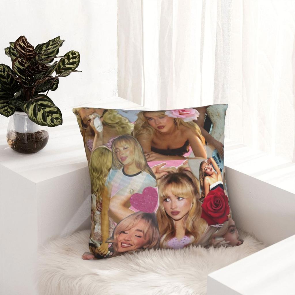 Sabrina Carpenter American Singer Pillow Cover Retro Trendy Pillow Case Cushion Cover Pillowcases For Office Car Home Decorative