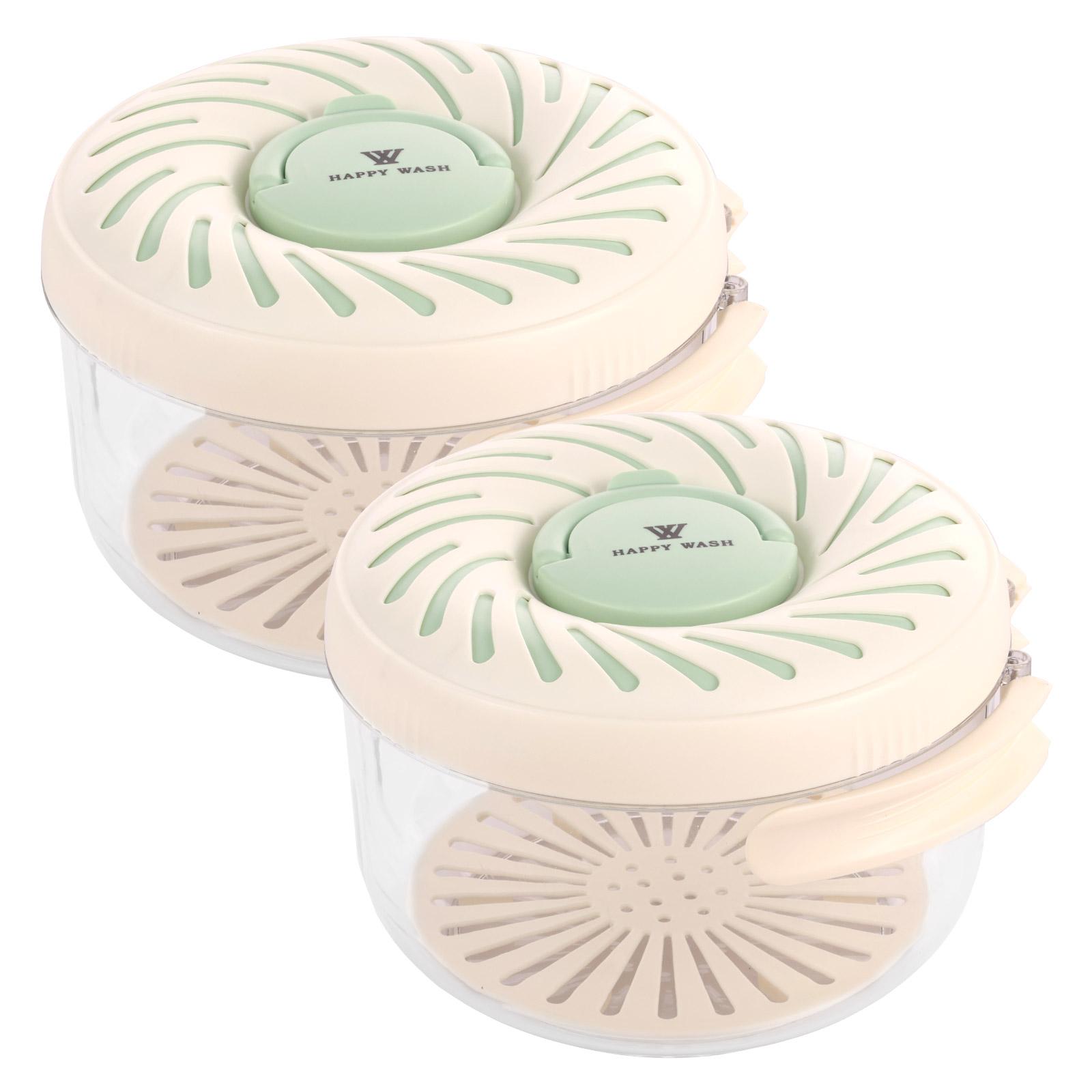 

2pcs foldable fruit drainage baskets with lids plastic fruit cleaning bowls portable 2-in-1 vegetable storage filter containers