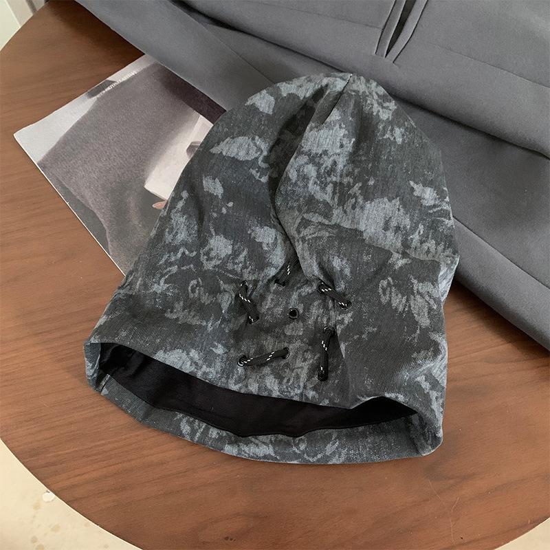 Amerikanischer Retro Ödland Stil Stapelmützen mit vielseitigen Gesichtern für Herbst und Winter Kleine Tinten Kalte Mützen für große Köpfe und winddichte Kopfmützen Trendy