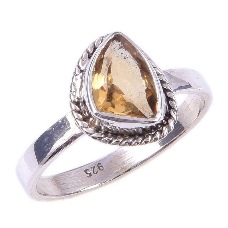 Natural Citrine Gemstone Handmade 925 Solid Sterling Silver Ring Size 7 O9G62