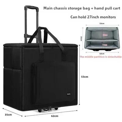 

Black Multiuse Desktop Computer Wide Body Host Trolley Case 27 Inch Monitor Storage Bag for Office Storage